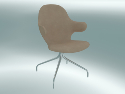 कुंडा कुर्सी पकड़ (JH2, 58x58 N 90cm, पॉलिश एल्यूमीनियम, चमड़ा - सिल्क एनिलिन)