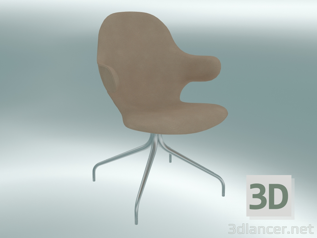 3 डी मॉडल कुंडा कुर्सी पकड़ (JH2, 58x58 N 90cm, पॉलिश एल्यूमीनियम, चमड़ा - सिल्क एनिलिन) - पूर्वावलोकन