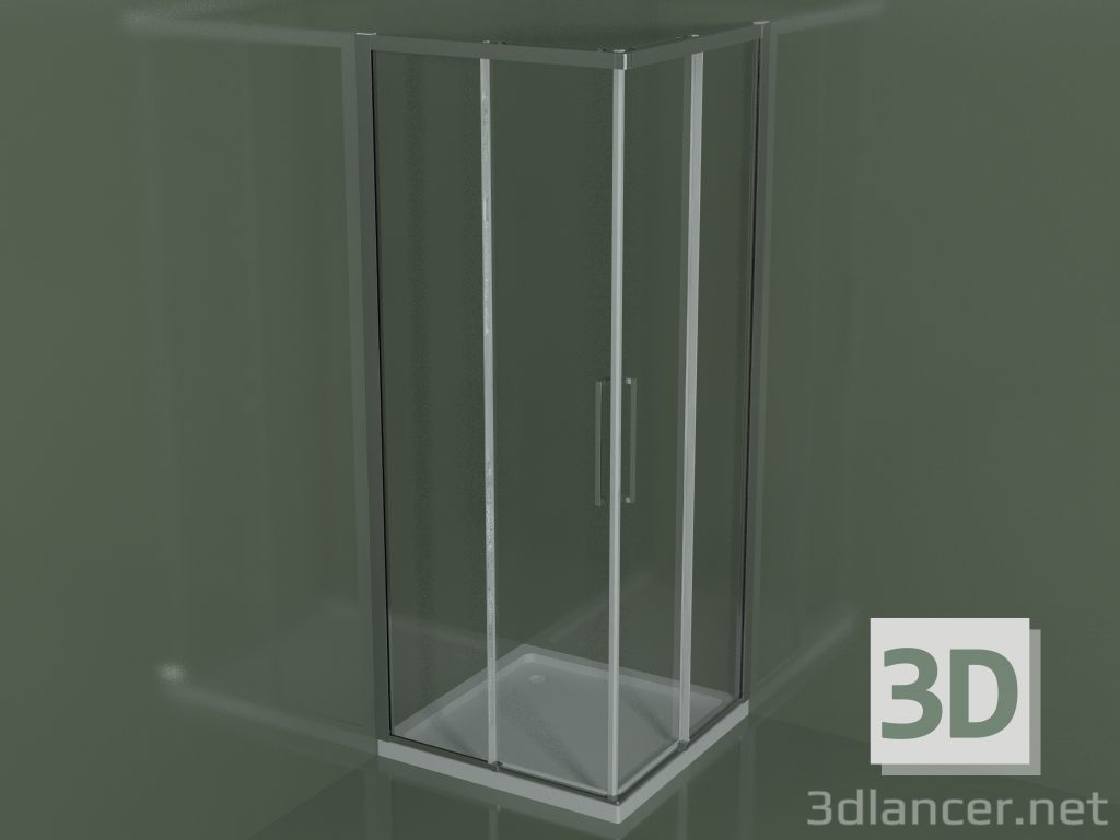 3D modeli Duş kabini ZA + ZA 80, köşe duş tekneleri için sürgülü kapılı - önizleme