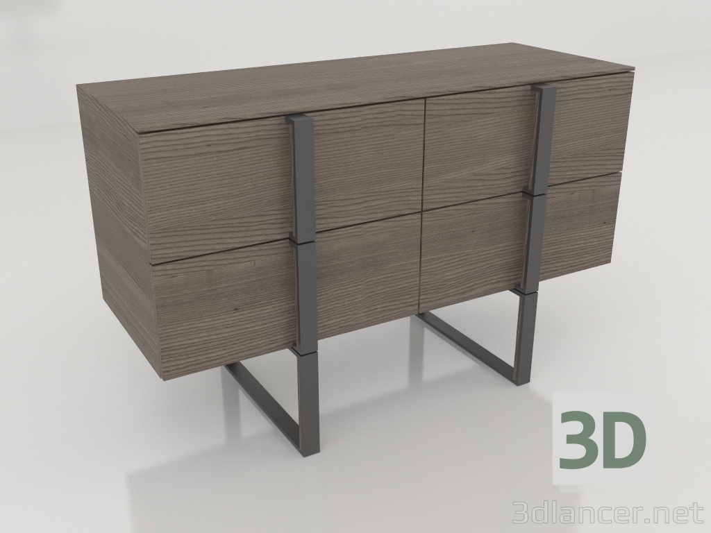 3d model Chest of 4 drawers (dark) - preview