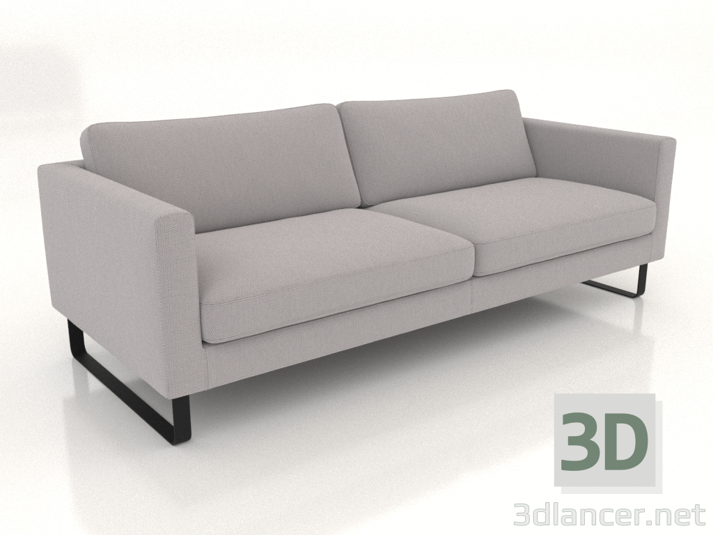 3 डी मॉडल 3-सीटर सोफा (धातु के पैर, कपड़ा) - पूर्वावलोकन