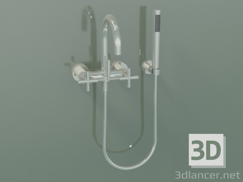 3d модель Смеситель для ванны настенного монтажа с ручным душем (25 133 892-08) – превью
