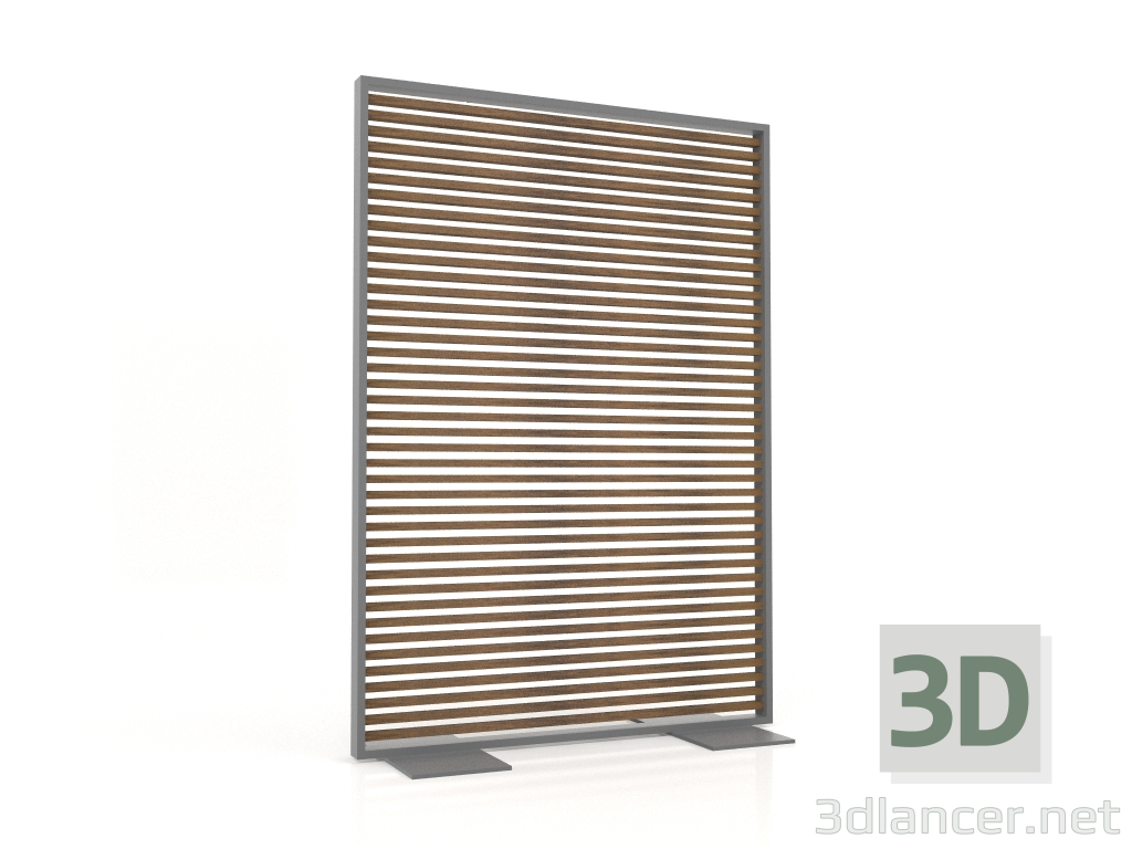 modello 3D Parete divisoria in legno artificiale e alluminio 120x170 (Teak, Antracite) - anteprima