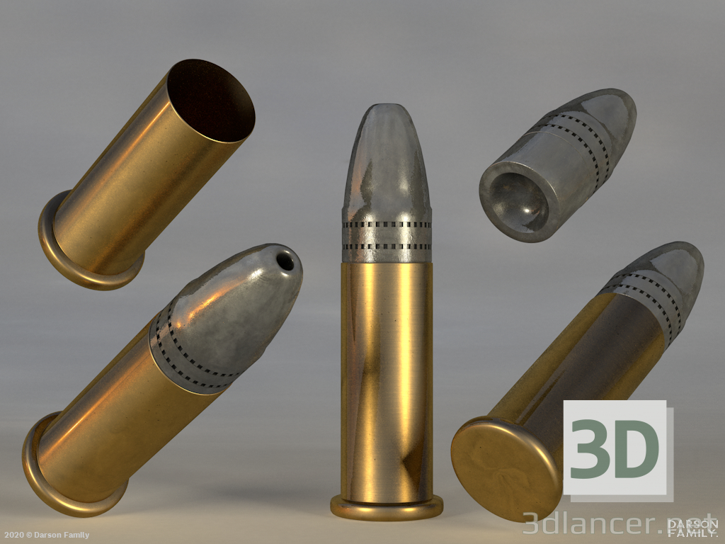 Gewehrpatrone Kal. .22 3D-Modell kaufen - Rendern