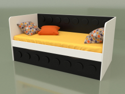 1 दराज वाले बच्चों के लिए सोफा बेड (काला)