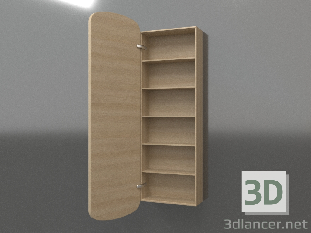 3D Modell Spiegel (mit offener Schublade) ZL 17 (460x200x1500, Holz weiß) - Vorschau