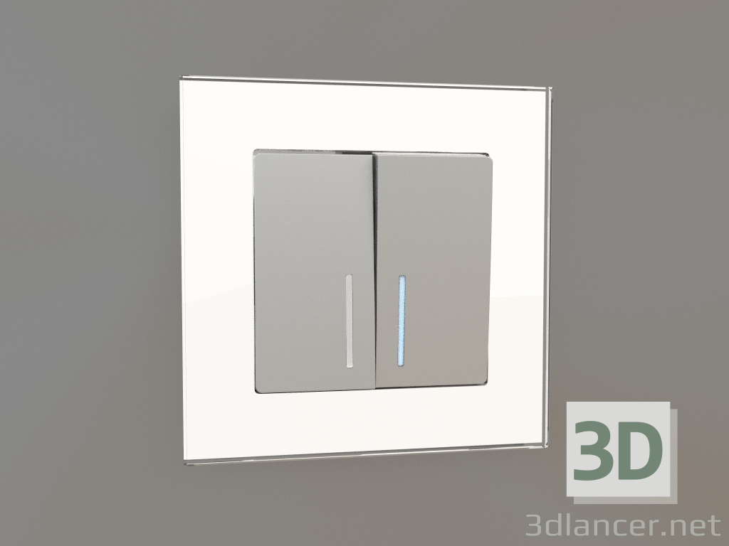3d модель Выключатель двухклавишный с подсветкой (серебряный) – превью
