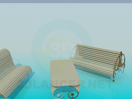 3d модель Уличные скамейки – превью