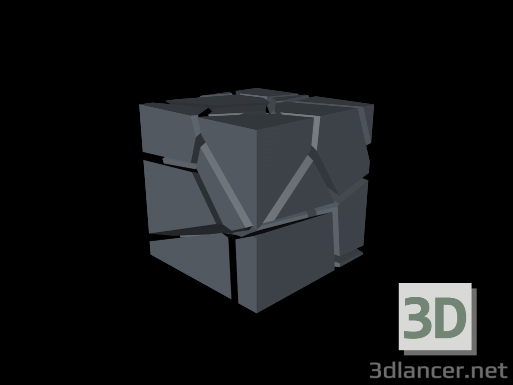 3d model shuttered cube - preview