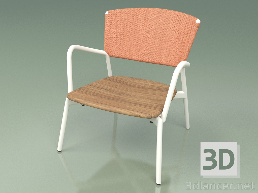 modello 3D Sedia 027 (Metallo Latte, Arancio Batyline) - anteprima