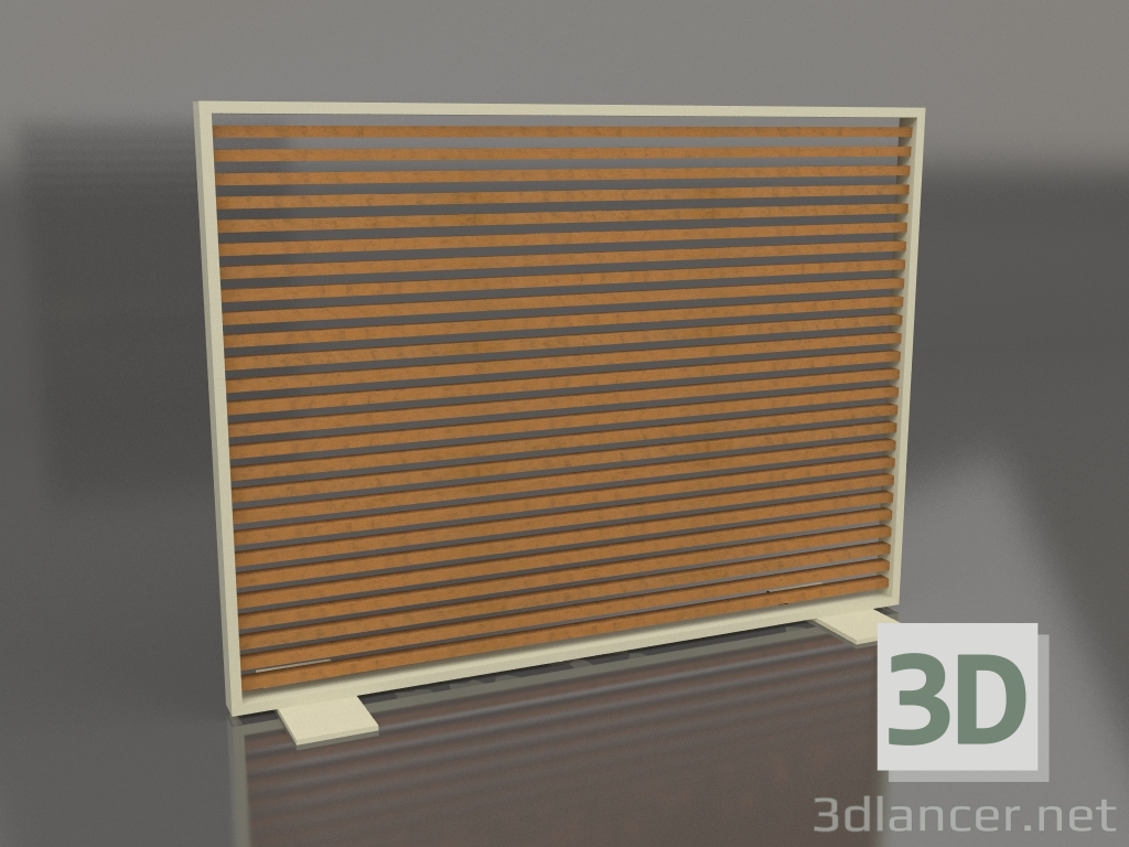 modello 3D Parete divisoria in legno artificiale e alluminio 150x110 (Roble golden, Gold) - anteprima