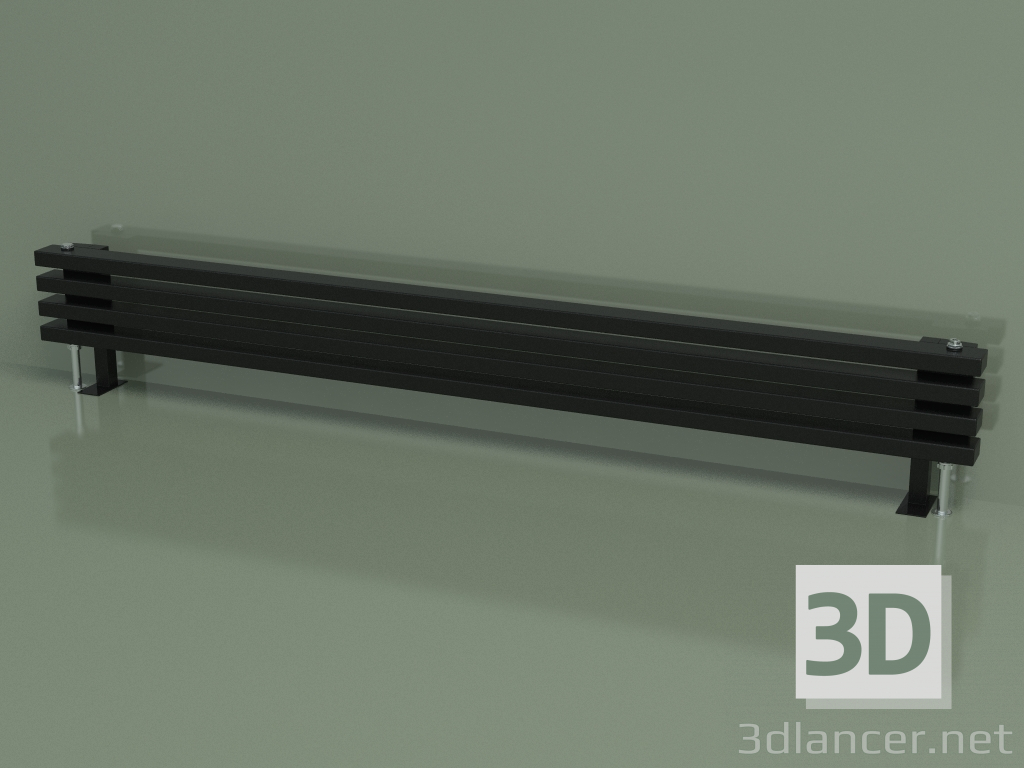 modello 3D Radiatore orizzontale RETTA (4 sezioni 1800 mm 60x30, nero lucido) - anteprima