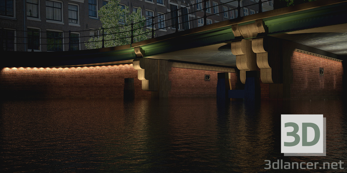 3d модель Мост 5 Амстердам – превью