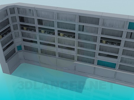 modèle 3D Buffet-mur pour les livres de la bibliothèque - preview