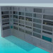 modèle 3D Buffet-mur pour les livres de la bibliothèque - preview