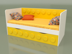 1 दराज वाले बच्चों के लिए सोफा बेड (पीला)