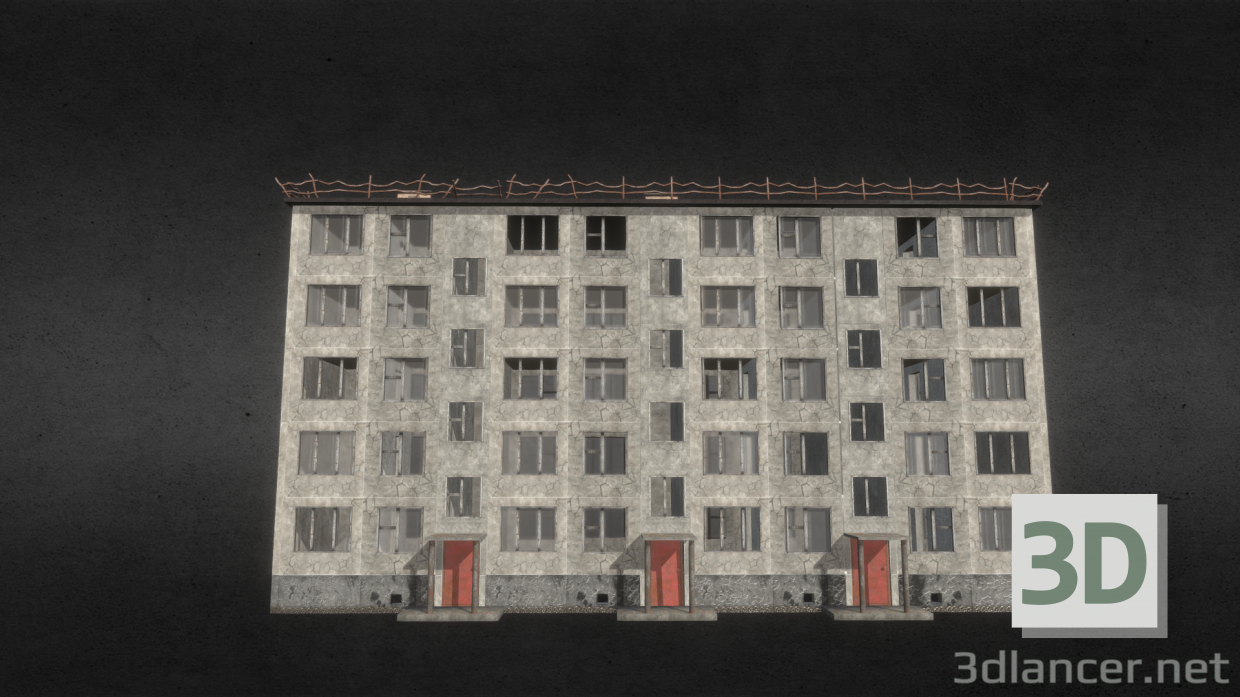 3d Abandoned 5-storey house of the USSR model buy - render