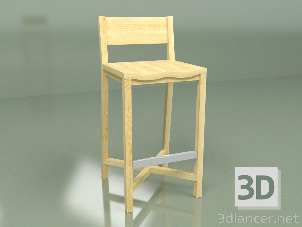 3d модель Напівбарний стілець Tomoko (світло-коричневий) – превью