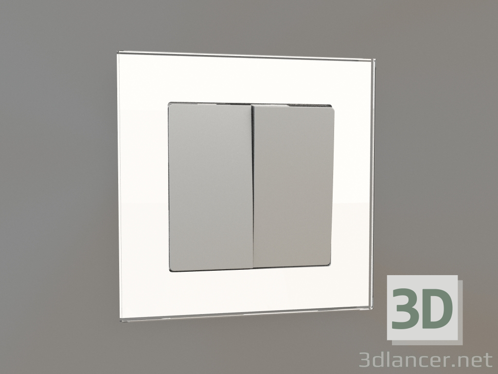 3d model Two-gang switch (silver) - preview