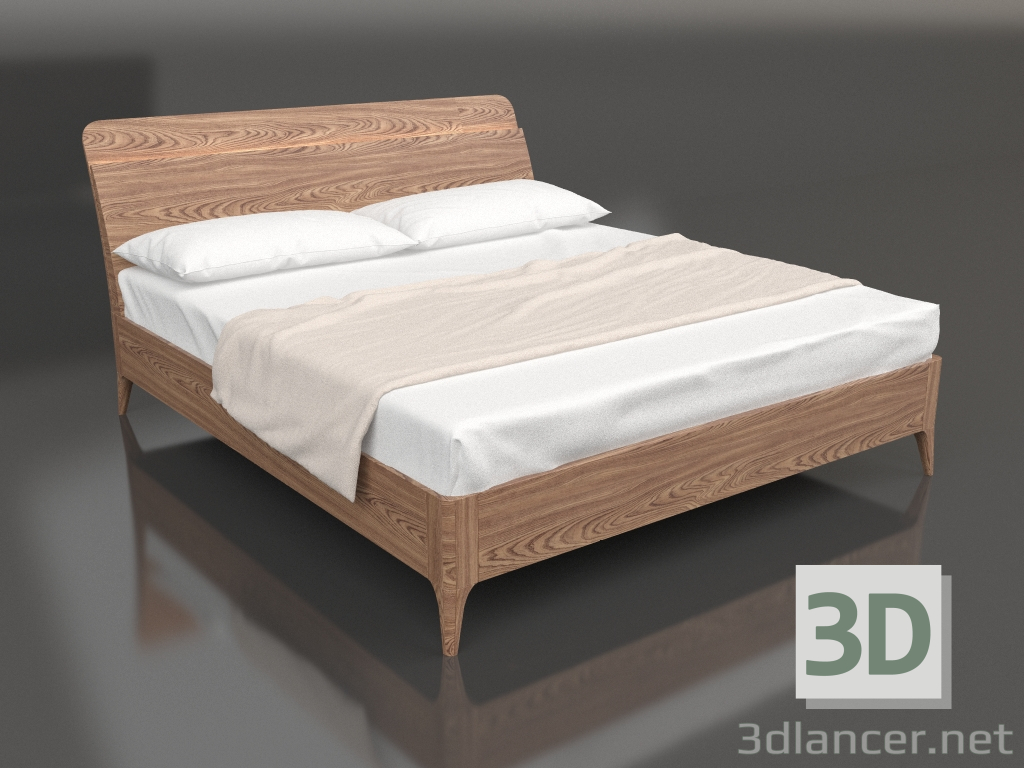 3D modeli Çift kişilik yatak 1600x2000 (Ceviz) - önizleme
