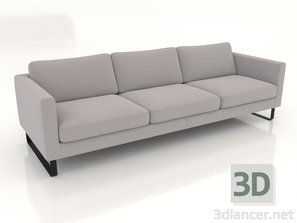 3d model 4-seater sofa (metal legs, fabric) - preview