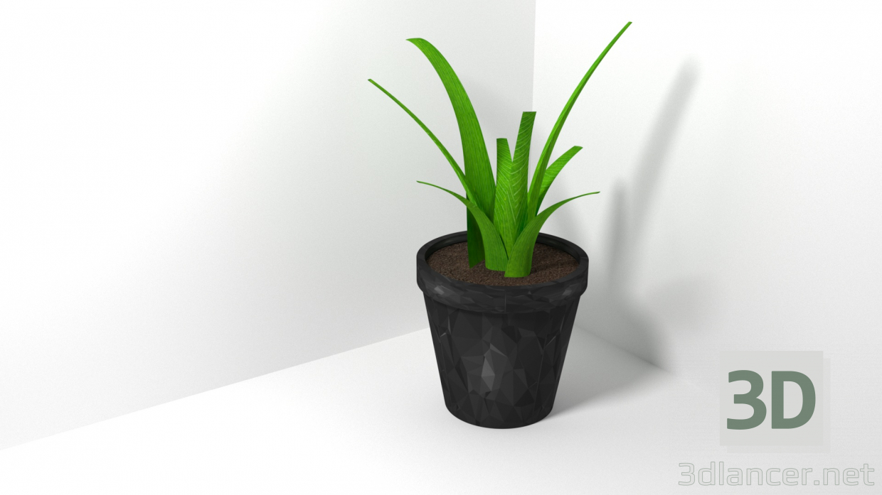 3d модель растение в горшке – превью