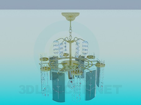 3d model Chandelier decorated with real Butterfly glass plates - preview