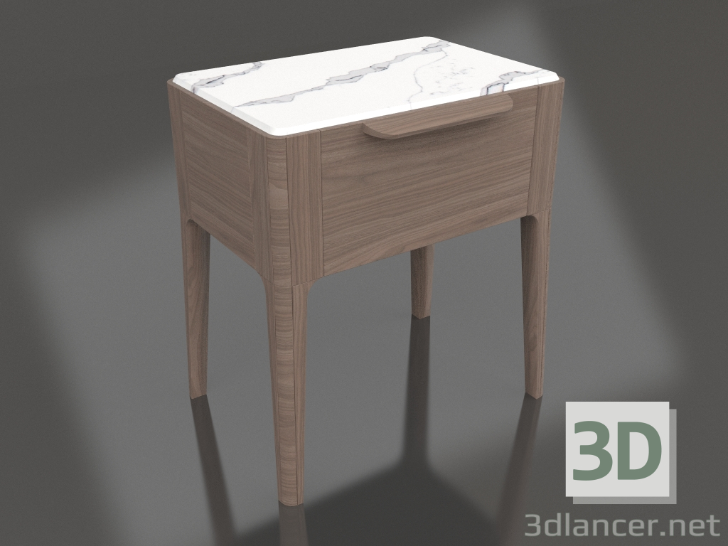3 डी मॉडल बेडसाइड टेबल (अखरोट) - पूर्वावलोकन