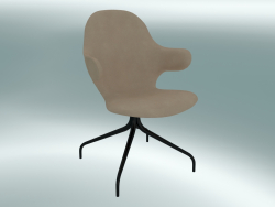 कुंडा कुर्सी कैच (JH2, 58x58 N 90cm, काला पाउडर लेपित स्टील, चमड़ा - सिल्क एनिलिन)