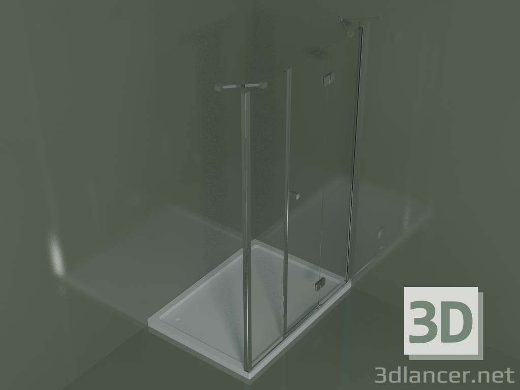 3d model Mampara de ducha SM para cabina de ducha empotrada de más de 98 cm - vista previa
