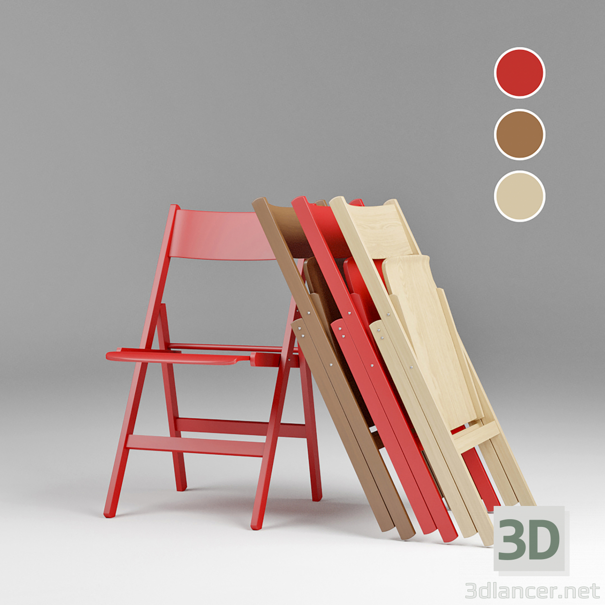 3 डी स्कैंडिनेवियाई शैली की तह कुर्सी मॉडल खरीद - रेंडर
