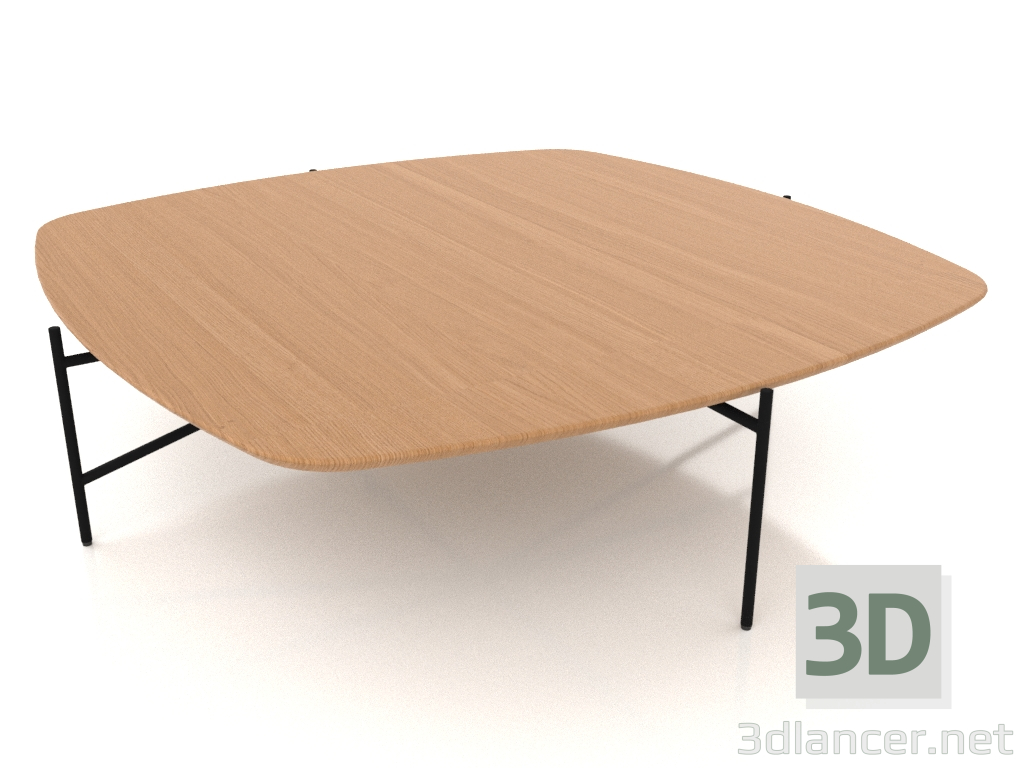 3D Modell Niedriger Tisch 120x120 mit einer Tischplatte aus Holz - Vorschau