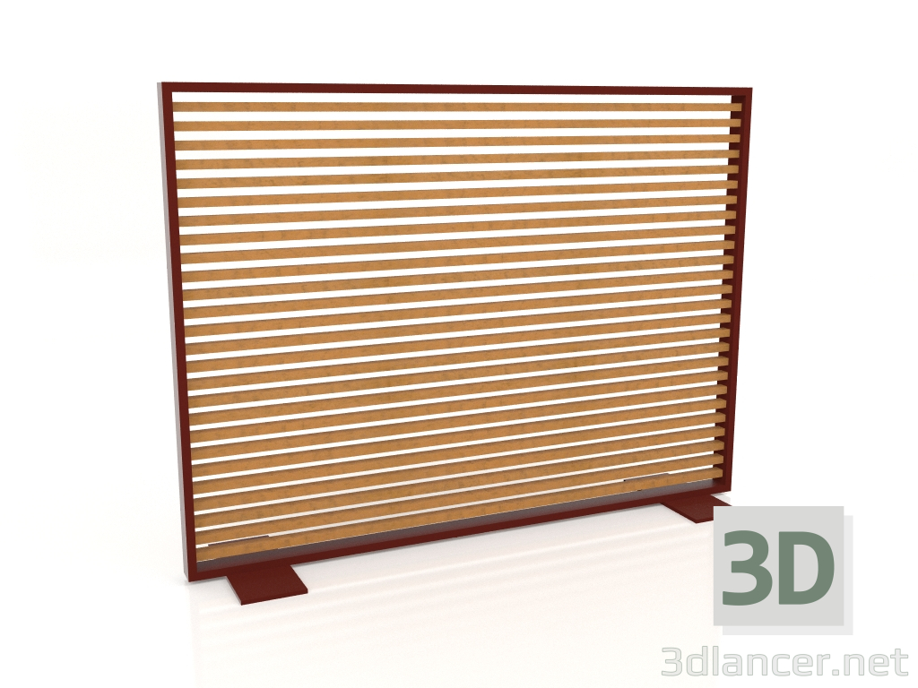 modello 3D Parete divisoria in legno artificiale e alluminio 150x110 (Roble golden, Wine red) - anteprima