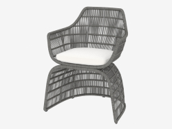 Armchair with wicker bottom (black)