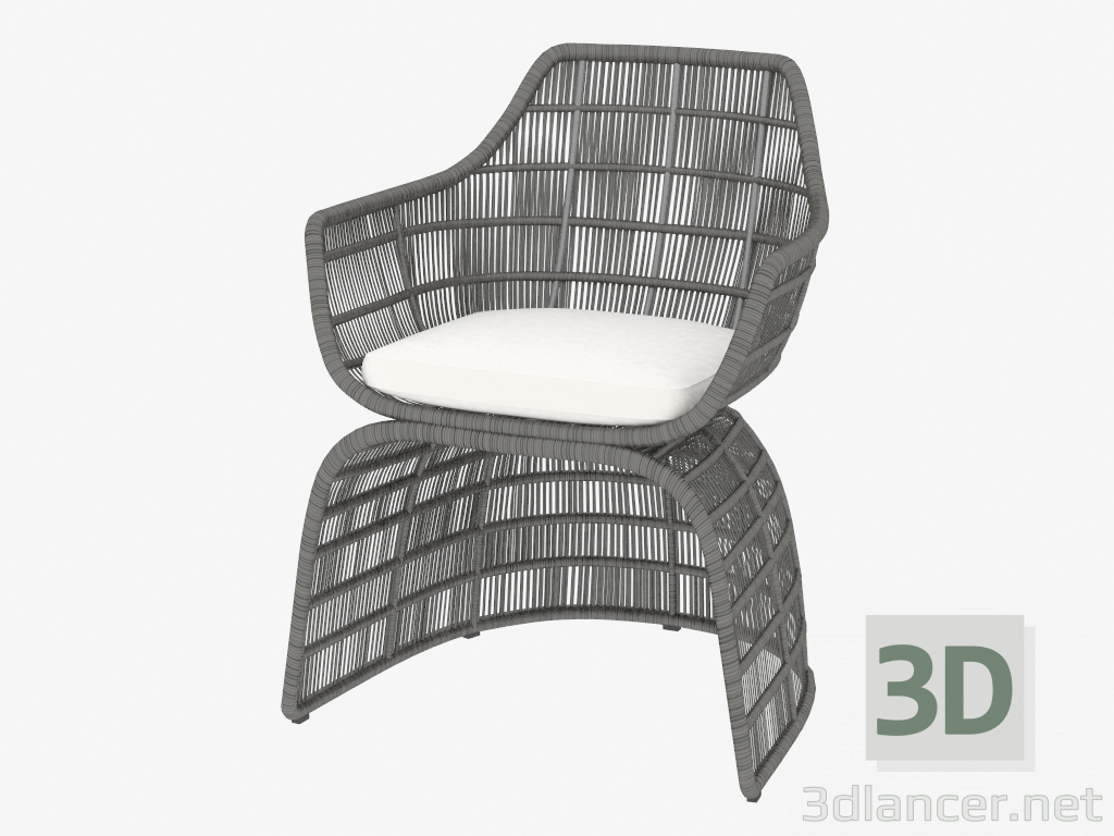 3d модель Кресло с плетеным низом (черное) – превью
