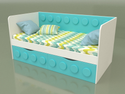 Sofa bed for children with 2 drawers (Aqua)