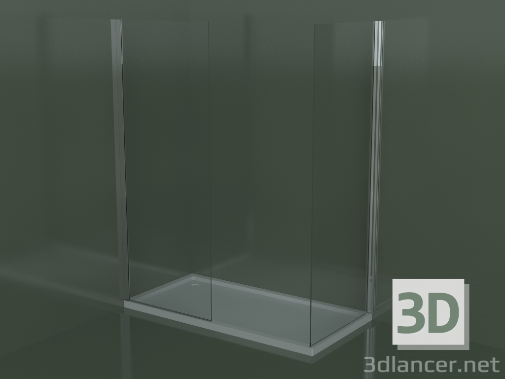 3D modeli Köşe duş teknesi için ek sabit panelli SK + SK bölme - önizleme