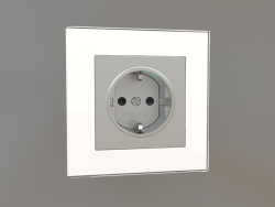Socket with grounding, shutters and lighting (silver)