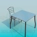 3d модель Квадратний стіл зі стільцем – превью