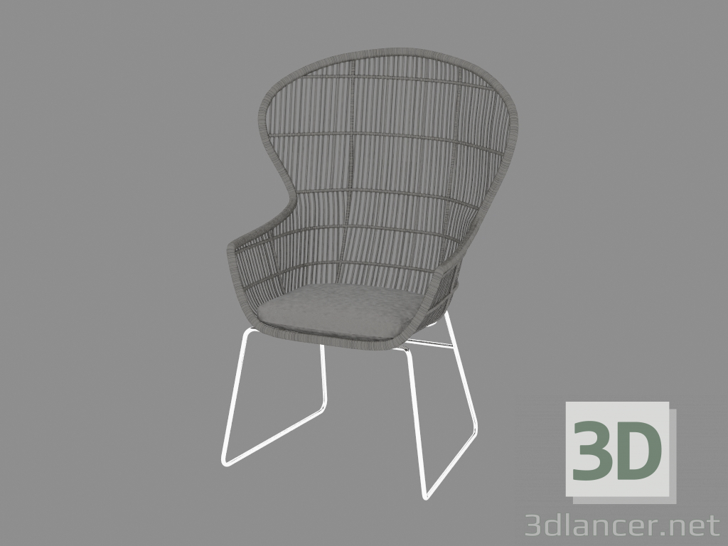 modello 3D Poltrona con schienale ovale e gambe in metallo - anteprima