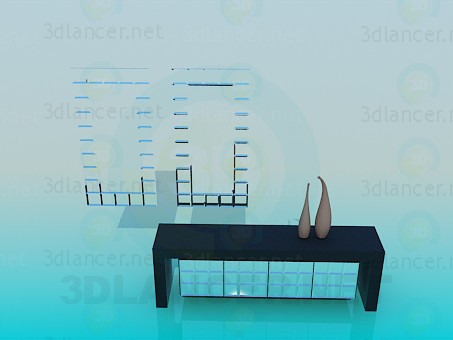 modèle 3D Table basse avec vases - preview