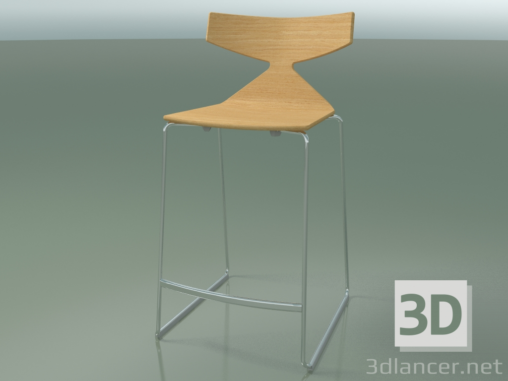 3D Modell Stapelbarer Barhocker 3703 (Natürliche Eiche, CRO) - Vorschau
