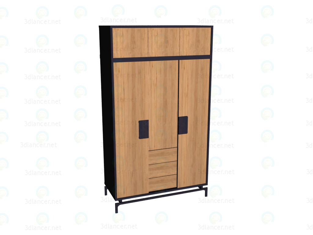 3d model Wardrobe 3-door with an extension - preview