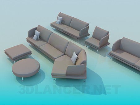 modello 3D Un set di mobili imbottiti - anteprima