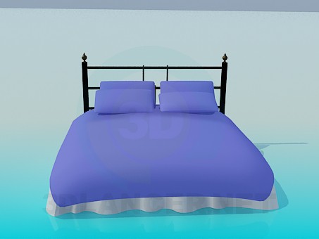 3d model Cama con almohadas - vista previa