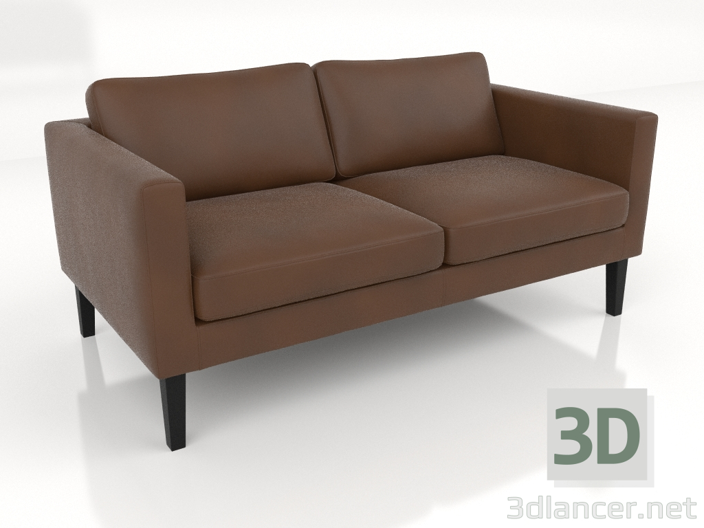 Modelo 3d Sofá de 2 lugares (pernas altas, couro) - preview
