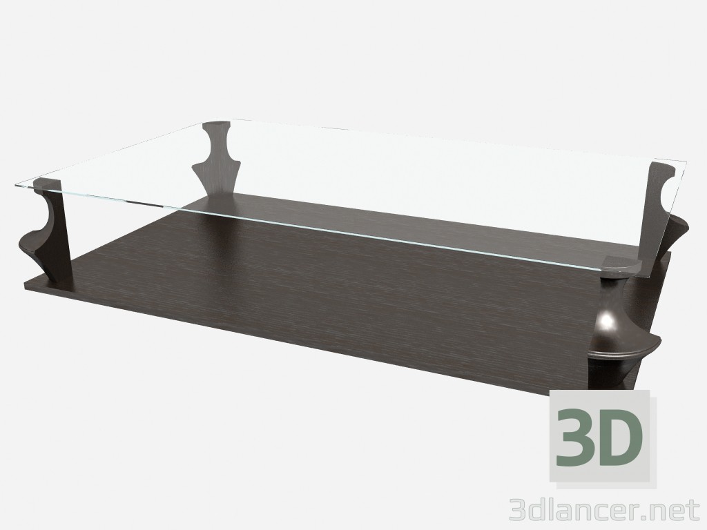 3D Modell Rechteckiger Couchtisch mit Glasplatte AIDA Z03 - Vorschau