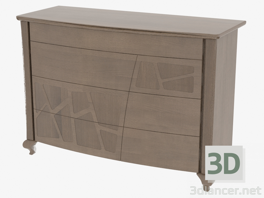 3d model Chest of drawers with 4 drawers on the figured legs COMONP - preview