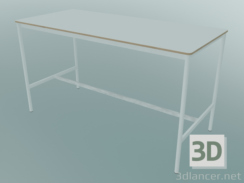3d модель Стол прямоугольный Base High 85x190x105 (White, Plywood, White) – превью