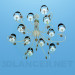 3d model Chandelier with glass petals and lampshades - preview